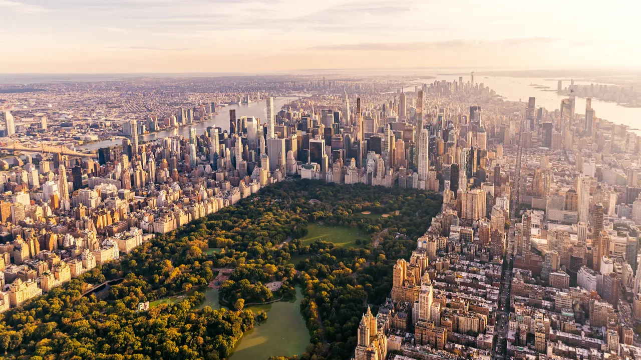 Aerial view of New York City and Central Park